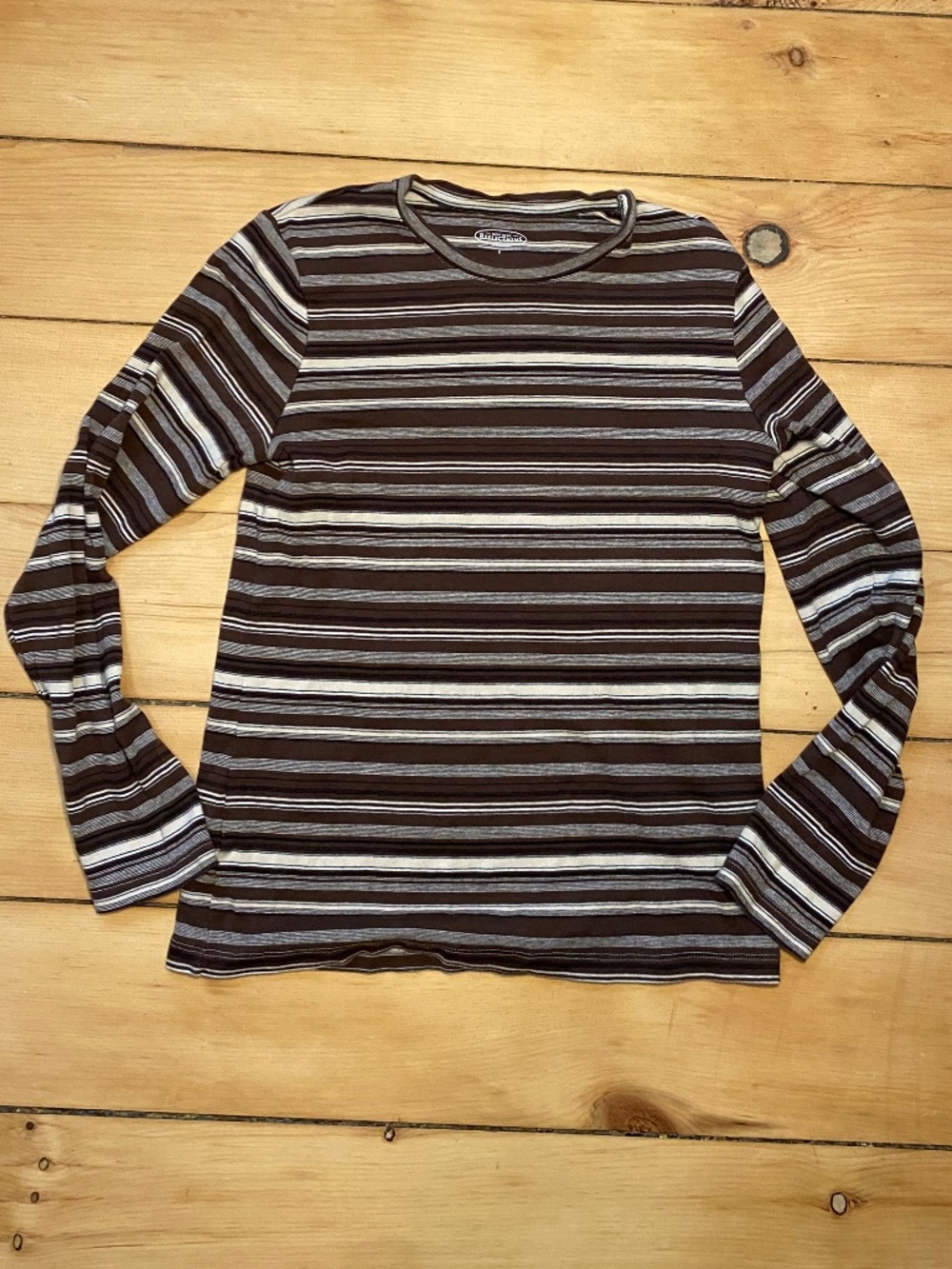 Northern Reflections 100% Cotton Brown Stripped Long Sleeve Shirt, Women’s Small